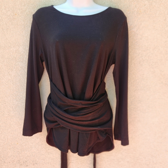 MM. LaFleur Walker Top Women's Medium Black Classic Wrap Waist Career - Picture 10 of 10